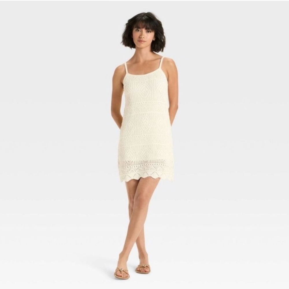 A New Day cream crochet Mini Dress. Perfect for summer or vacation.